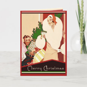 Sagolik glamorös art décogod jul helgkort
