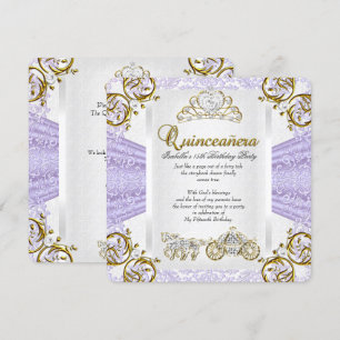 Sagolik Lavendel Quinceanera 15-årsdag 2 Inbjudningar