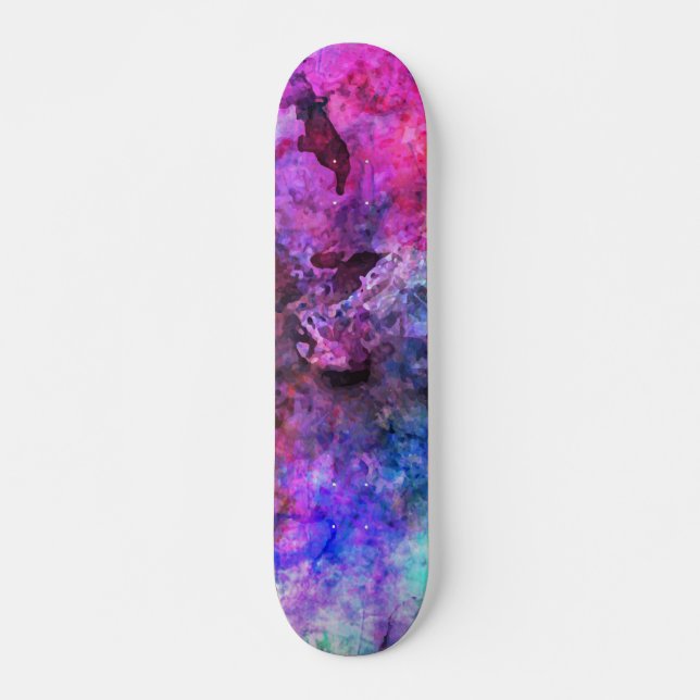 Sagolik purpurfärgad vattenfärgabstrakt skateboard bräda 19,5 cm (Framsida)
