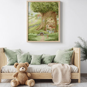 Sagolik trädstuga för barn poster
