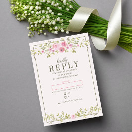 Sagolika Blommiga Rosa & Gröna Trädgårds Wedding OSA Kort