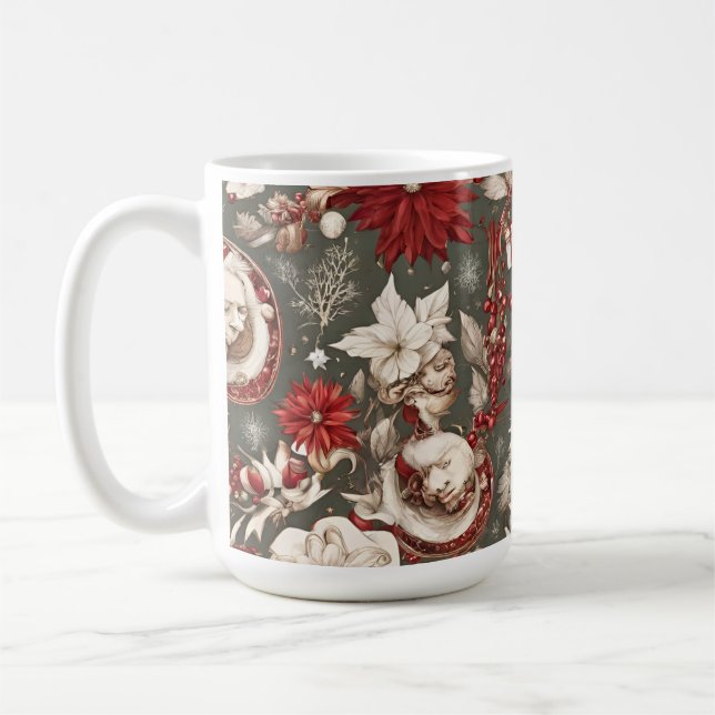 sagolika fantasifulla juldekorationer, blommor kaffemugg (Vänster)