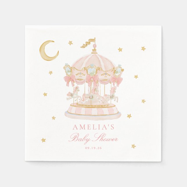 Sagolika Karusell Baby Shower Servetter (Framsidan)