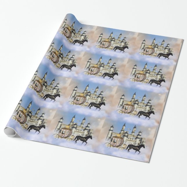 Sagolika slott moln presentpapper (Utrullad)