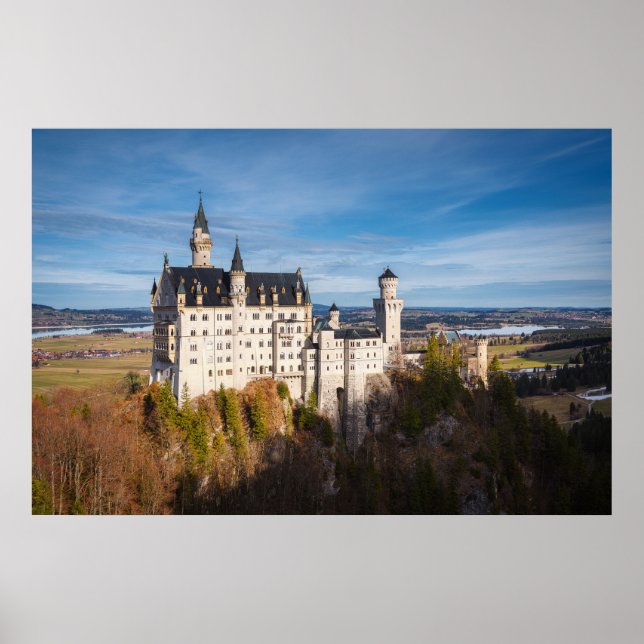 Sagolika slottet Neuschwanstein i Tyskland Poster (Framsidan)
