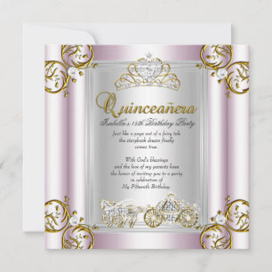 Sagoliknande Quinceanera 15-års födelsedag Mjuk Ro Inbjudningar
