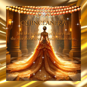 Sagoliknande Quinceanera 15-årsdag Orange Guld Inbjudningar
