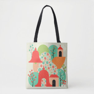 Sagolikt blomsterby-totebag tygkasse
