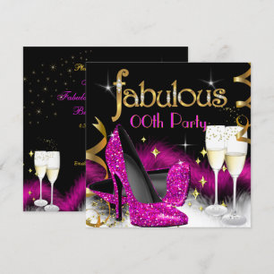 Sagolikt Champagne Party Glitter Rosa Klackskor Inbjudningar