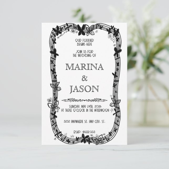 Sagolikt fantasifull skog av magi spara datumet (Stående Fram)