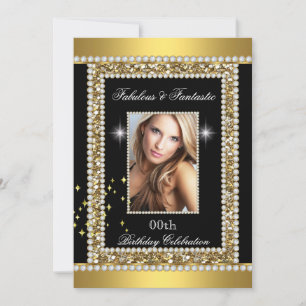 Sagolikt Fantastiskt Guld Svart Glamour Hollywood Inbjudningar