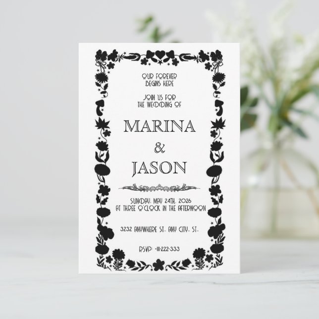 Sagolikt magiskt skogsalvland spara datumet (Stående Fram)