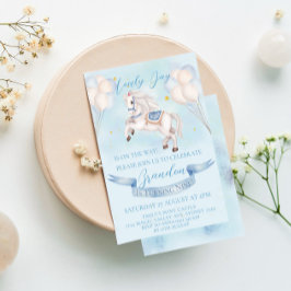 Sagoponnyballonger 1-års födelsedagsfest Pojke Inbjudningar