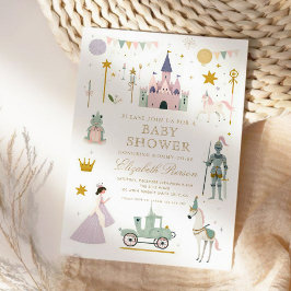 Sagoprinsessa Drakbarn Dopp Invitation Inbjudningar