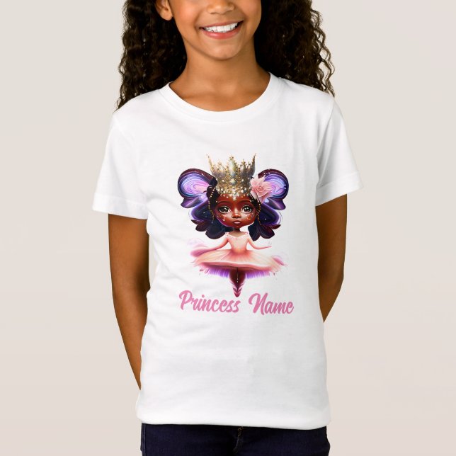 Sagoprinsessa melanin ballerina flickors födelseda t shirt (Framsida)