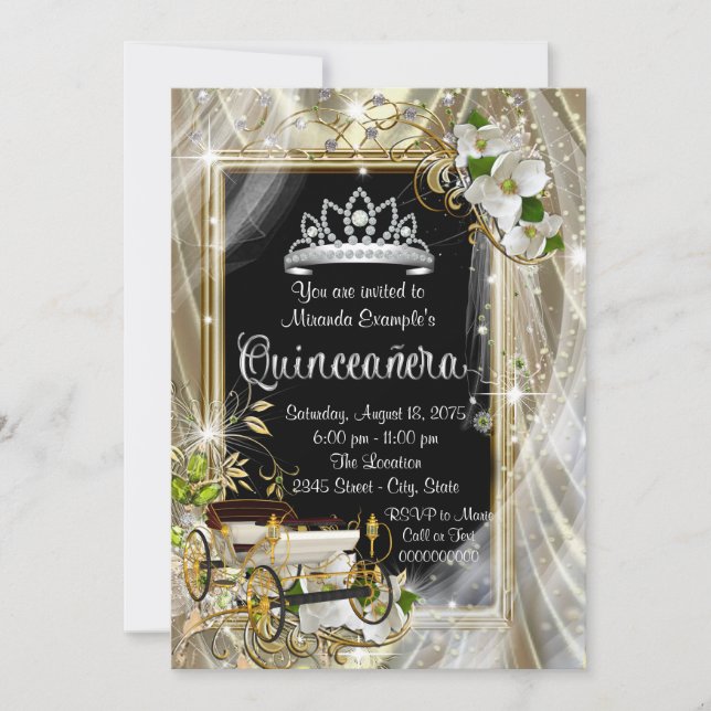Sagoprinsessa Quinceañera Inbjudningar (Framsida)