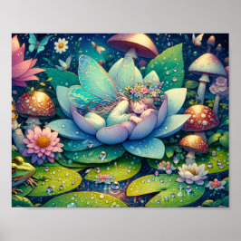 Sagoprinsessa sovande på en blomma poster