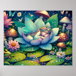 Sagoprinsessa sovande på en blomma poster