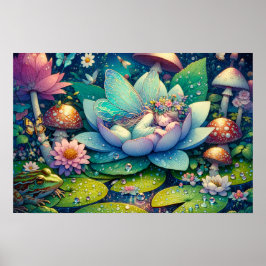 Sagoprinsessa sovande på en blomma saga poster