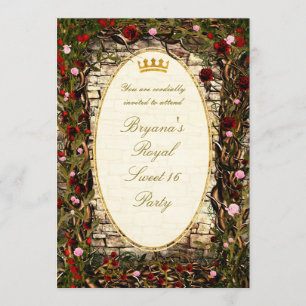 Sagoprinsessa Vintage Briar Rose-fest Inbjudningar