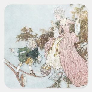 Sagoprinsessan Sovande Skönhet av Edmund Dulac Fyrkantigt Klistermärke