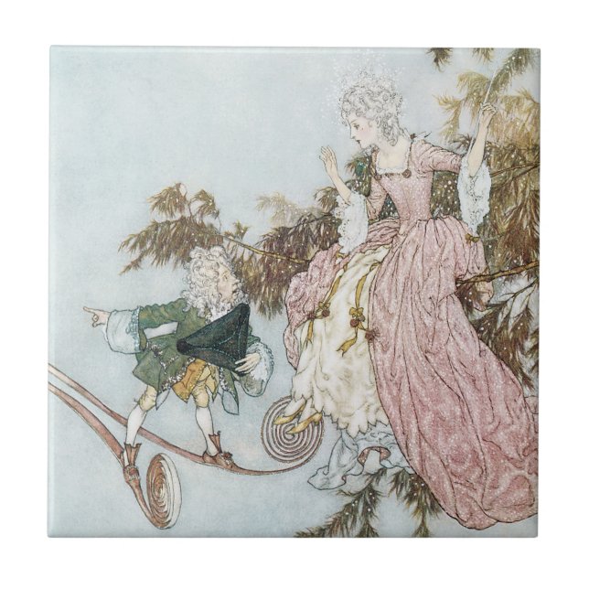 Sagoprinsessan Sovande Skönhet av Edmund Dulac Kakelplatta (Framsidan)