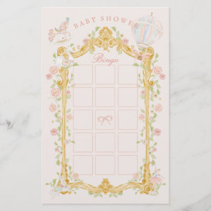 Sagoprinsesskarusell baby shower bingo flygblad