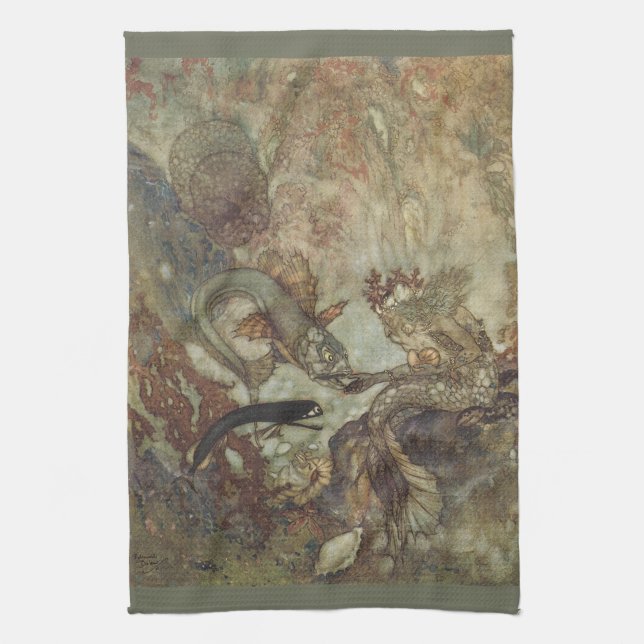 Sagor från förr, Havsfrun av Edmund Dulac Kökshandduk (Vertikal)