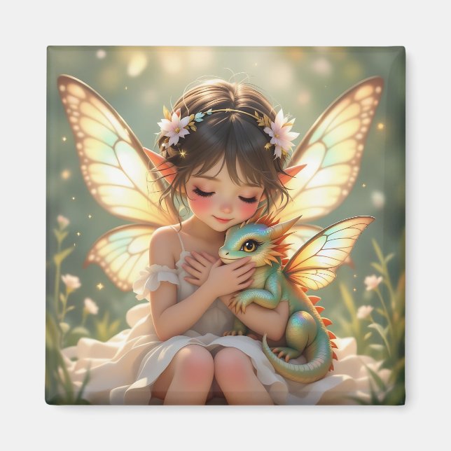 Sagor om feer och drakar | Chibi anime Magnet (Framsidan)