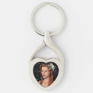 Sagosjöjungfru Twisted Heart Silverfärgad Nyckelring