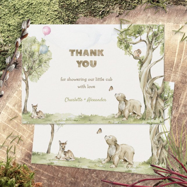 Sagoskogsbjörnen knappt väntar tack kort (Storybook Woodland Bearly Wait Thank You Card ©Susanne Sachers - Sunny Mind 🌞)