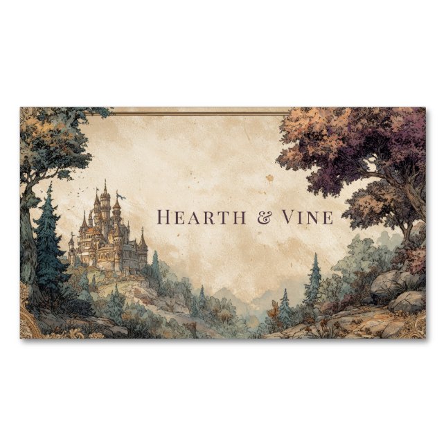 Sagoslott Förgylld Rullande Ram Magnetiska Visitkort (Framsida)