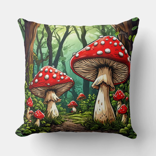 Sagostil 🍄 Svamp Skog Mysig Present ✨ Kudde (Framsida)