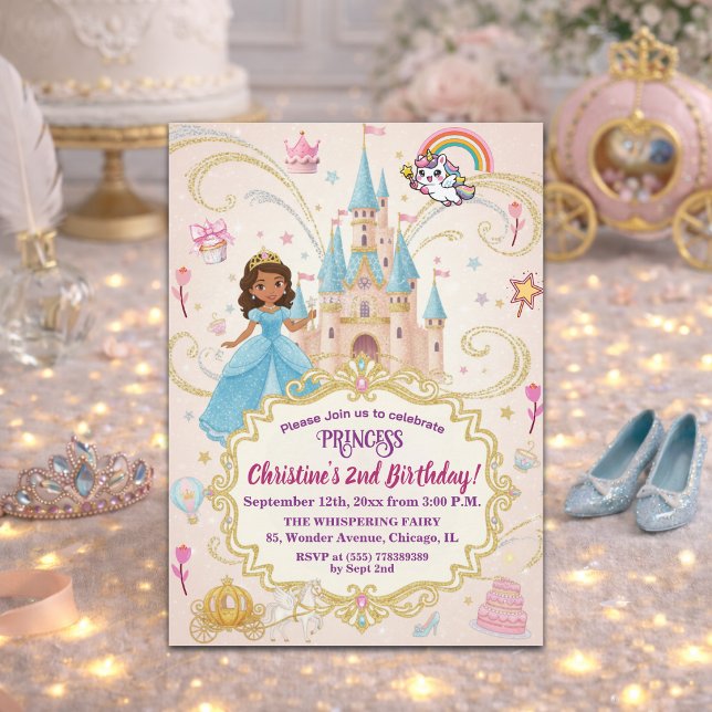 Sagostlott Prinsessa 2-års födelsedagsfest Inbjudningar (Skapare uppladdad)