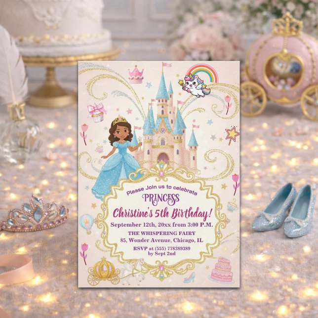 Sagostlott Prinsessa 5-års födelsedagsfest Inbjudningar (Skapare uppladdad)