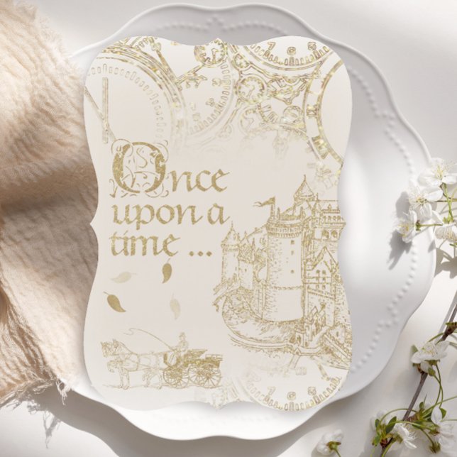 Sagotema Slott Gyllene Glitter Kaross Inbjudningar (Skapare uppladdad)