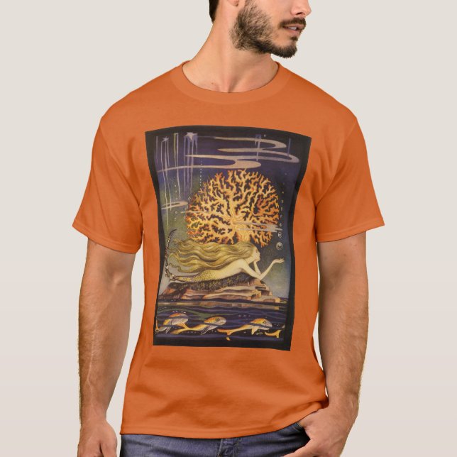 Sagovärld, lilla sjöjungfrun i havets korall t shirt (Framsida)