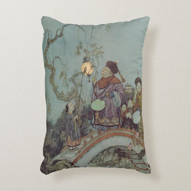 Sagovärld, Nachtigall av Edmund Dulac Prydnadskudde (Framsidan(Vertikal))