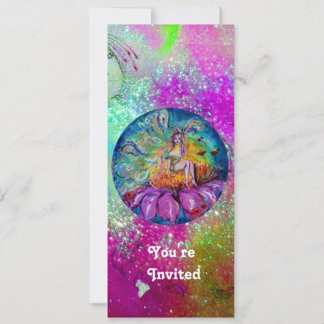 SAGOVÄSEN I NATTEN, rosa lila blå grön glans Inbjudningar (Framsida)