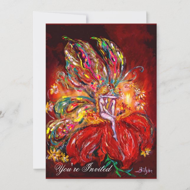 SAGOVÄSEN I RÖTT  gult  grönt Inbjudningar (Framsida)