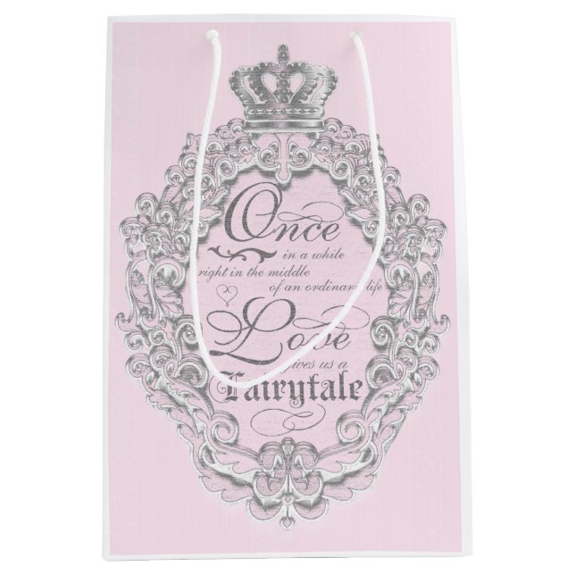 Sagovintage prinsessa rosa bröllopsgåvpåse (Framsidan)