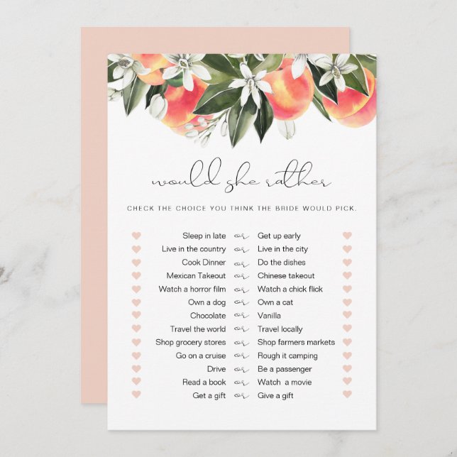 Sagra Peach skulle hon hellre spela Möhippa Inbjudningar (Fram/baksida)