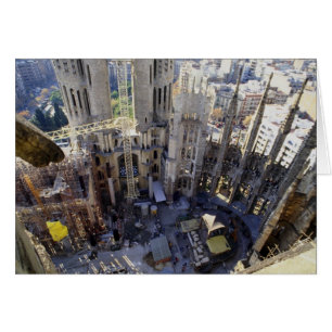 Sagrada familia, Aerial, Barcelona, Spanien Hälsningskort