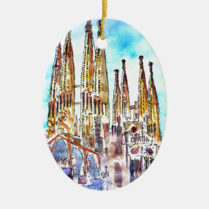 Sagrada Familia Barcelona Julgransprydnad Keramik