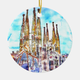 Sagrada Familia Barcelona Julgransprydnad Keramik