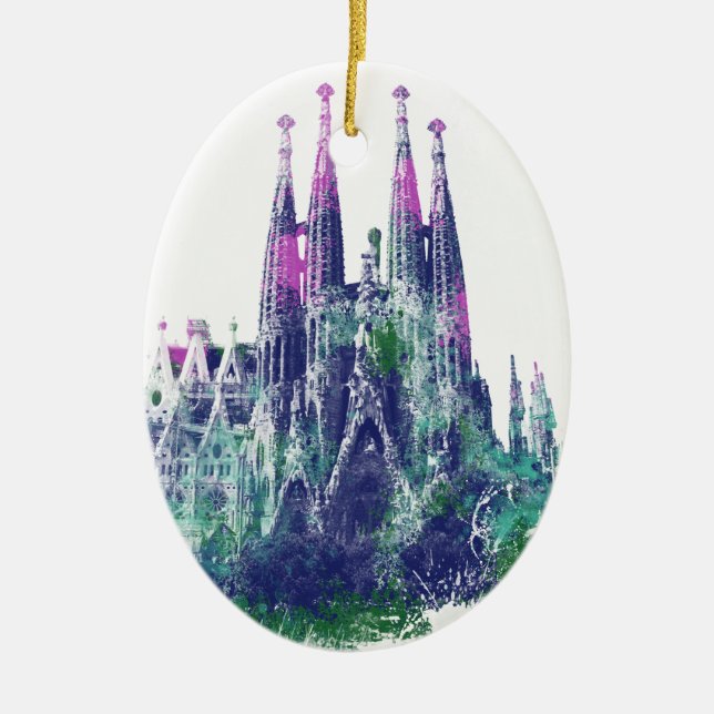 Sagrada Familia Barcelona Julgransprydnad Keramik (Framsidan)