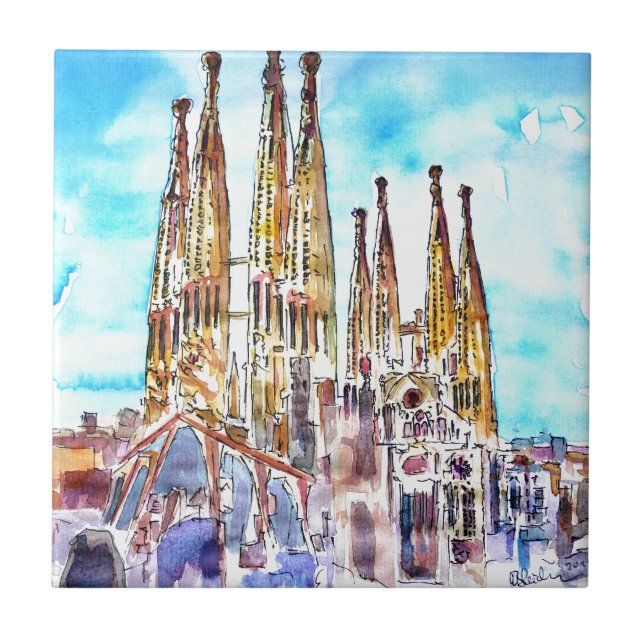 Sagrada Familia Barcelona Kakelplatta (Framsidan)
