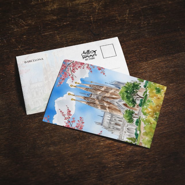 Sagrada Familia Barcelona Spain Watercolor Inbjudningar (Skapare uppladdad)