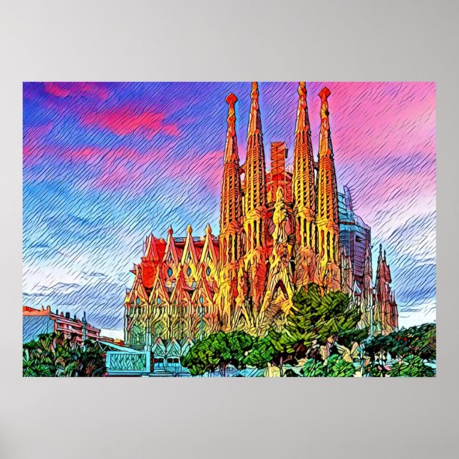 Sagrada Familia, Barcelona, Spanien, Poster (Framsidan)