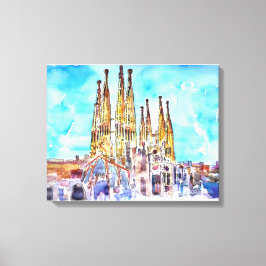 Sagrada Familia Barcelona-vattenfärgsmålning Canvastryck